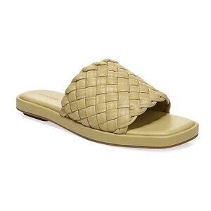 Vince Olive Woven Leather Slide Sandal